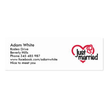 Just married heart business card template