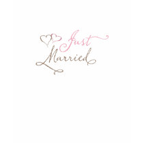 Just Married in chocolate and pink T Shirts