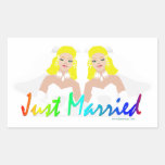 Just Married Lesbian Wedding Rectangle Stickers
