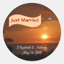 Just Married Message in the Sky Stickers