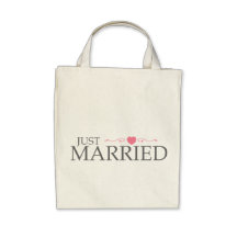 Just Married (Pink Heart Scroll) Bags