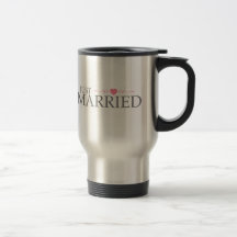 Just Married (Pink Heart Scroll) Coffee Mugs