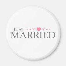 Just Married (Pink Heart Scroll) Magnet