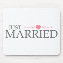 Just Married (Pink Heart Scroll) Mouse Mats
