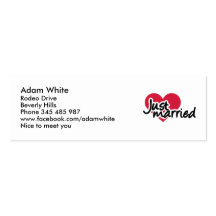 Just married red heart business card