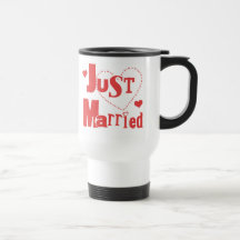 Just Married Red Heart Coffee Mug
