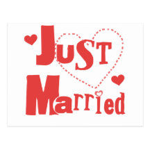 Just Married Red Heart Post Card