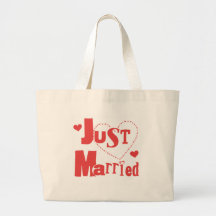 Just Married Red Heart Tote Bags