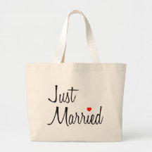 Just Married (Script With Red Heart) Bag