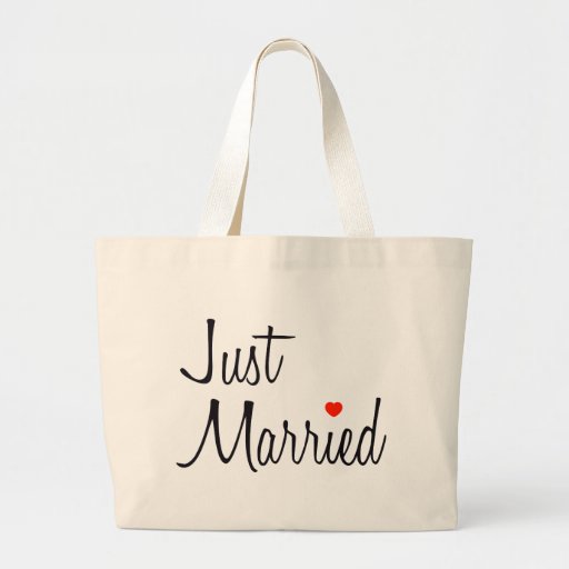 Just Married (Script With Red Heart) Bag