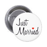 Just Married (Script With Red Heart) Button