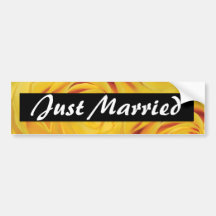 Just married wedding stickers bumper sticker
