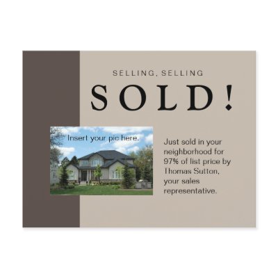 Real Estate Postcards on Just Sold Real Estate Postcard Taupe   Zazzle Com Au