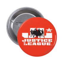 Justice League Logo and Character Silhouettes Pinback Button