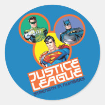 Justice League "Strength in Numbers" Round Sticker
