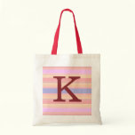 K :: Monogram K Summer Stripes Fun Tote Bag bags