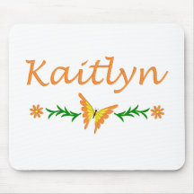 Kaitlyn (Orange Butterfly) Mousepads