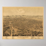 Kalamazoo Michigan 1874 Antique Panoramic Map Poster
