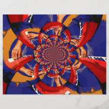 kaleidoscope hand playing red keyboard orange blue flyer