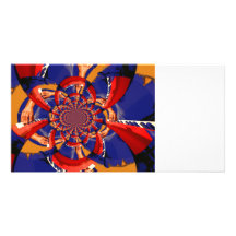 kaleidoscope hand playing red keyboard orange blue custom photo card