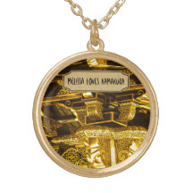 Kamakura Japan Gold Ornate Temple Gate Decoration Personalised Necklace