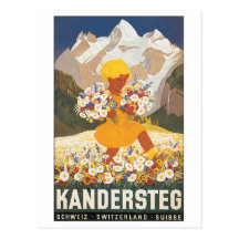 Kandersteg Switzerland Vintage Travel Poster Post Card