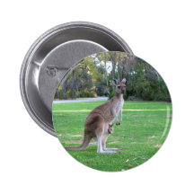 Kangaroo and Joey Pinback Button