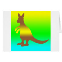 Kangaroo Silhoutte fresh yellow and green Card