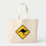 kangaroo warning danger in australia day tote bags