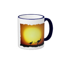 Kangaroos against the desert sun coffee mug