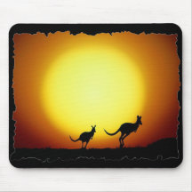 Kangaroos against the desert sun mouse pads