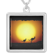 Kangaroos against the desert sun necklaces