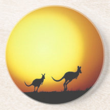 Kangaroos in the Australian Outback Beverage Coaster