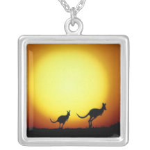 Kangaroos in the Australian Outback Personalized Necklace