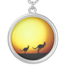 Kangaroos in the Australian Outback Pendants