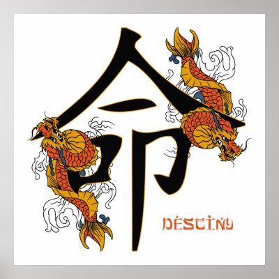 Kanji Koi Fish Destiny Poster by BuddhaGifts koi fish kanji