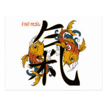 Kanji Koi Fish Energy Post Cards