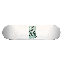Kansas Boy on Child's Kansas Map Drawing Skate Board Deck
