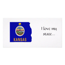 Kansas Flag Map Picture Card