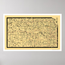 Kansas Railroad Map 1897 Poster