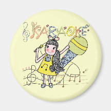 Karaoke Girl Fridge Magnet