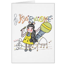Karaoke Girl Greeting Card