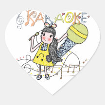 Karaoke Girl Heart Sticker