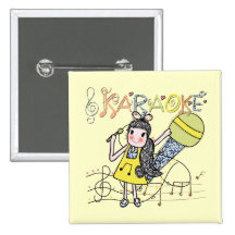 Karaoke Girl Pinback Button