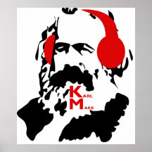 KARL MARX WITH HEADPHONES PRINT