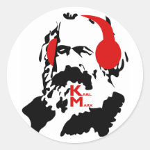 KARL MARX WITH HEADPHONES STICKERS