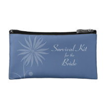 Kashmir Blue Simple Floral Brides Survival Kit Cosmetics Bags