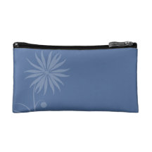 Kashmir Blue Simple Floral Makeup Bags