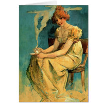 Kava By Alphonse (Alfons) Mucha ~ Art Nouveau Greeting Card