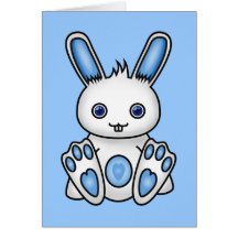 Kawaii Blue Bunny Greeting Cards